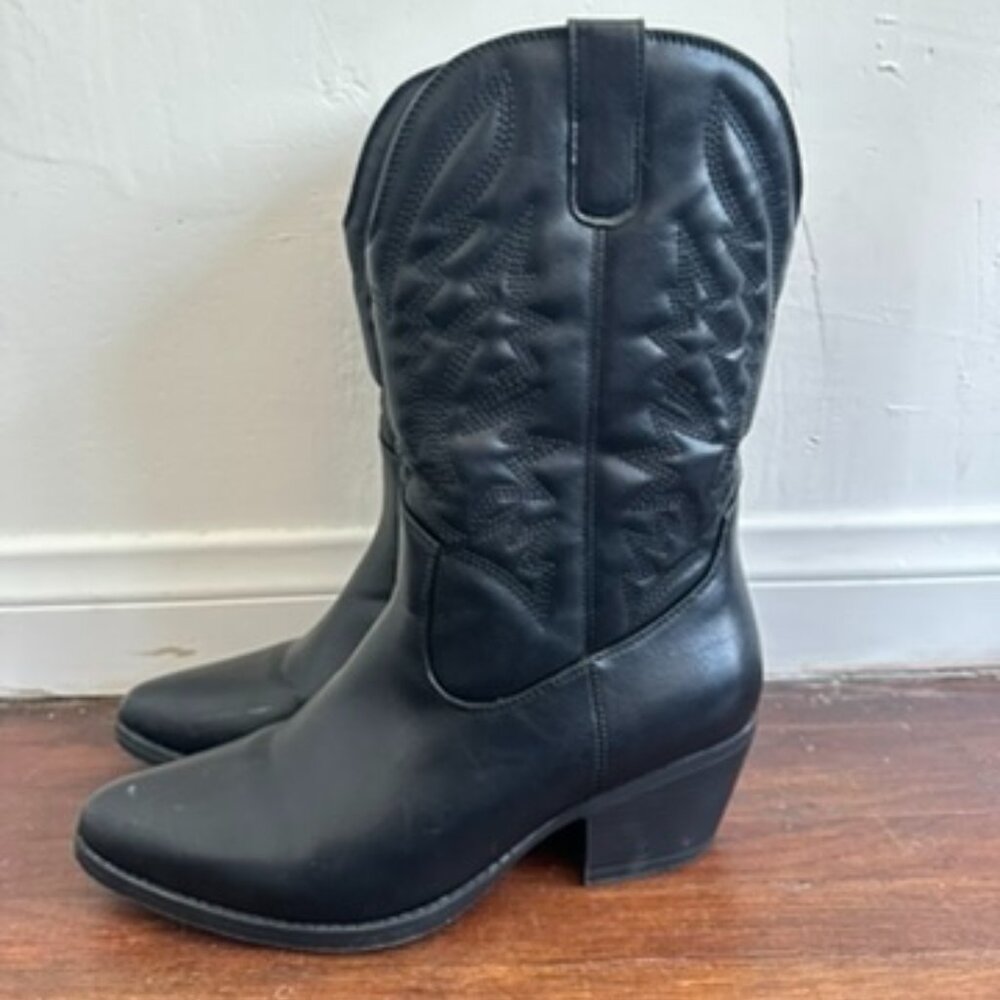 Faux leather cowboy boots